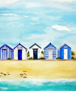 Blue Beach Huts Diamond Painting