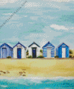 Blue Beach Huts Diamond Painting