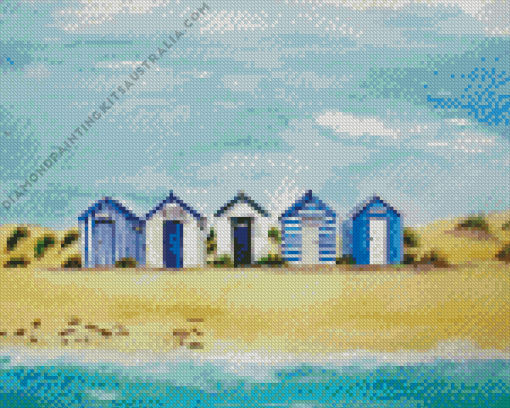 Blue Beach Huts Diamond Painting