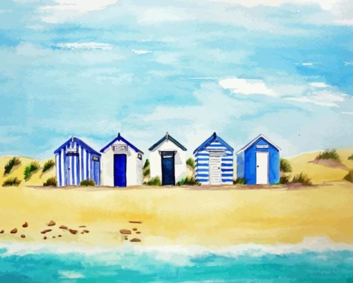 Blue Beach Huts Diamond Painting