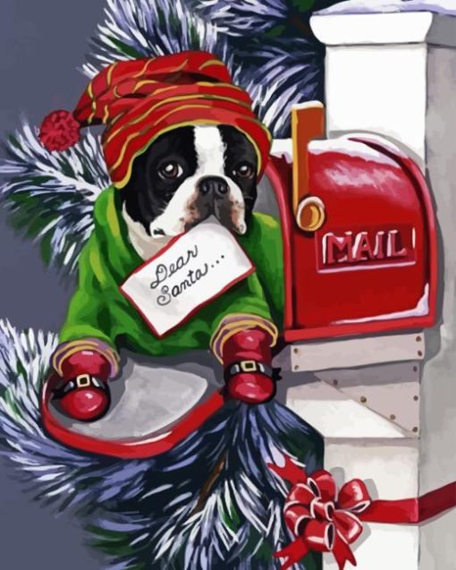 Boston Terrier In Mailbox Diamond Painting