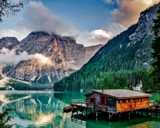 Cabins On The Lake Diamond Painting