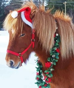 Christmas Shetland Pony Diamond Painting