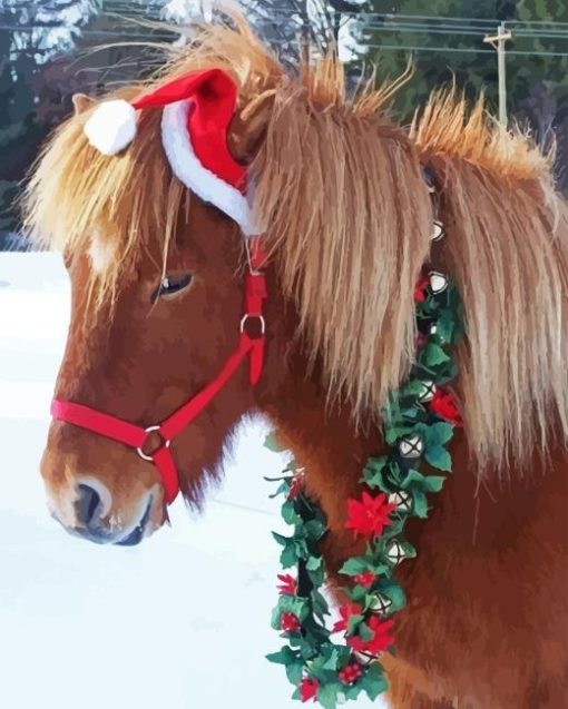 Christmas Shetland Pony Diamond Painting