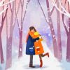 Couple Hugging In Snow Diamond Painting