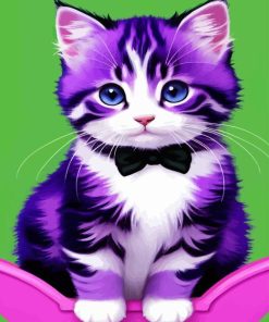 Cute Purple Cat Diamond Painting