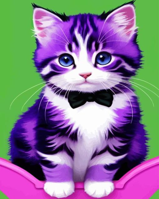 Cute Purple Cat Diamond Painting