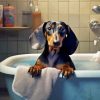 Black Dog In A Tub Diamond Painting