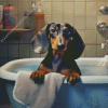 Black Dog In A Tub Diamond Painting