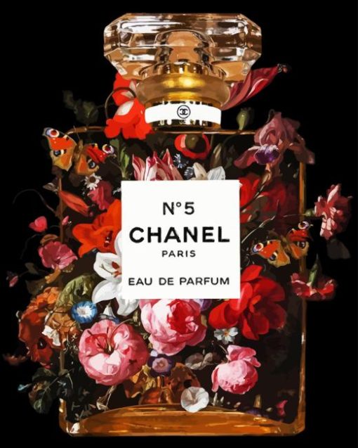 Floral Chanel Bottle Diamond Painting