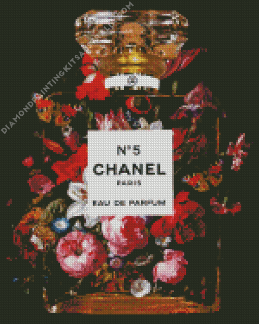 Floral Chanel Bottle Diamond Painting