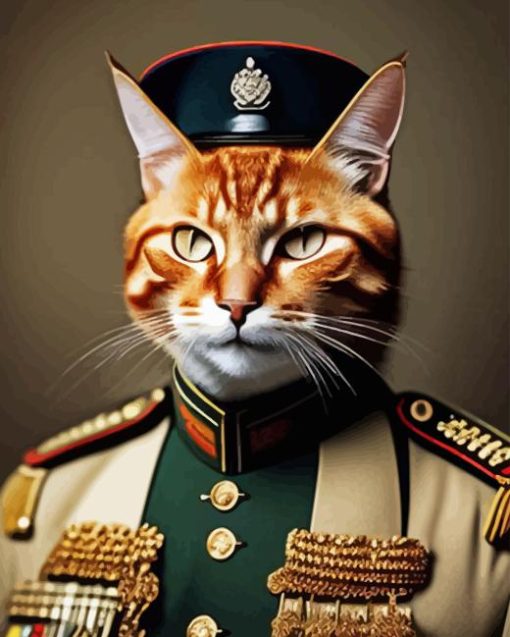 Ginger Cat In Uniform Diamond Painting