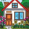 Illustration Garden House Diamond Painting