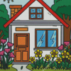 Illustration Garden House Diamond Painting