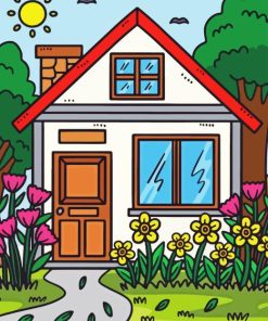 Illustration Garden House Diamond Painting