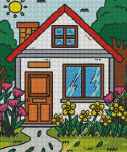 Illustration Garden House Diamond Painting