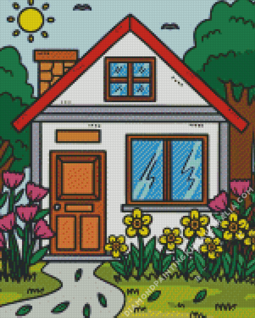 Illustration Garden House Diamond Painting