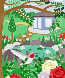 Illustration Summer Garden Diamond Painting