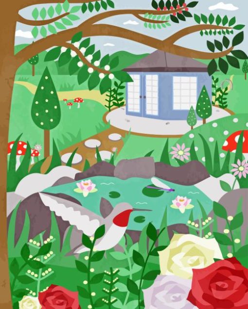 Illustration Summer Garden Diamond Painting