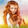 Little Girl With Brown Puppy Diamond Painting