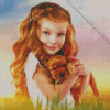 Little Girl With Brown Puppy Diamond Painting