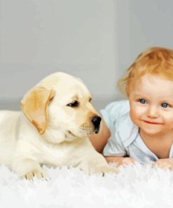 Little Girl With Puppy Diamond Painting