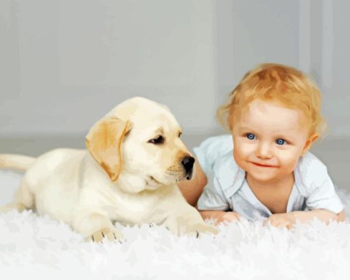 Little Girl With Puppy Diamond Painting