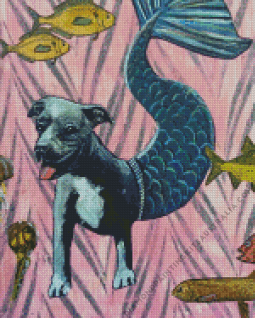 Mermaid Dog And Fish Diamond Painting