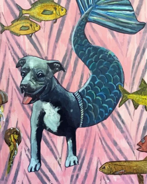 Mermaid Dog And Fish Diamond Painting