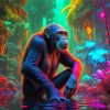 Neon Chimpanzee Diamond Painting