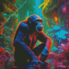 Neon Chimpanzee Diamond Painting