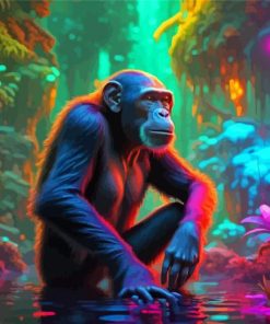 Neon Chimpanzee Diamond Painting