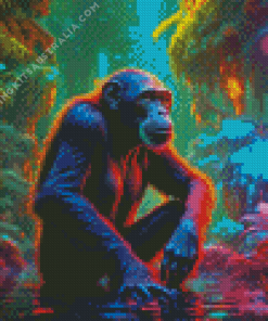 Neon Chimpanzee Diamond Painting