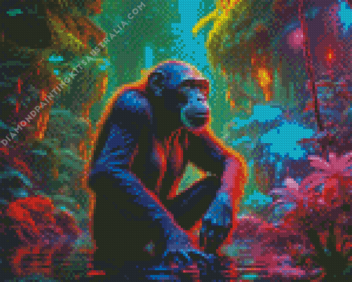 Neon Chimpanzee Diamond Painting