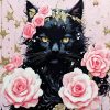 Pink Roses And Black Cat Diamond Painting