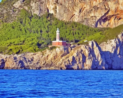 Punta Carena Lighthouse Italy Diamond Painting