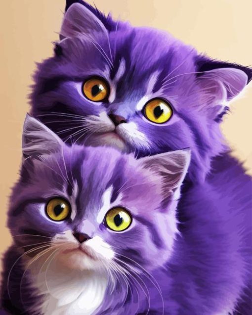 Purple Cats Diamond Painting