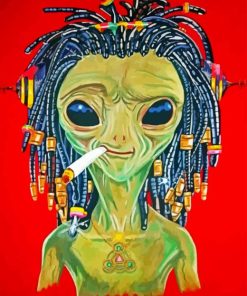 Rasta Alien Smoking Diamond Painting