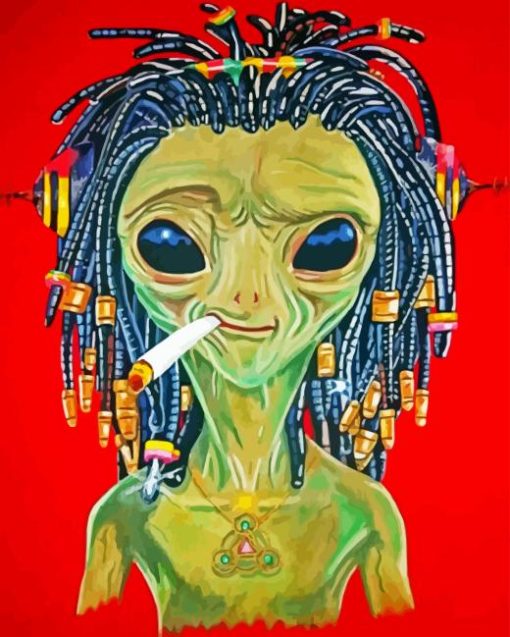 Rasta Alien Smoking Diamond Painting