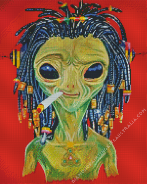 Rasta Alien Smoking Diamond Painting