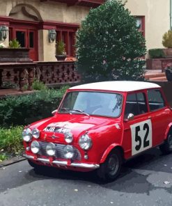 Red Mini Cooper Rally Car Diamond Painting