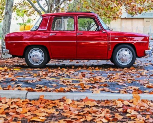 Red Renault 8 Car Diamond Painting