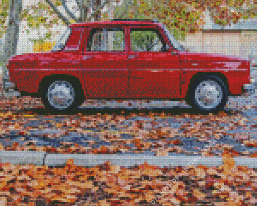 Red Renault 8 Car Diamond Painting