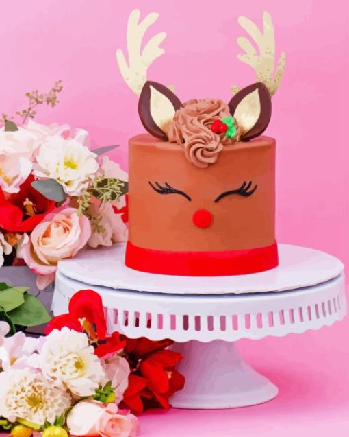 Reindeer Cake Diamond Painting