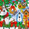 Snow Christmas birdhouse Diamond Painting