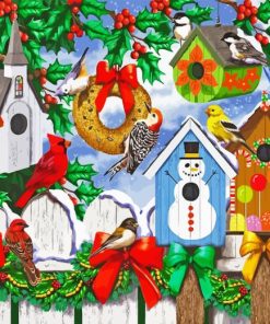 Snow Christmas birdhouse Diamond Painting