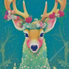 Stag With Flowers Art Diamond Painting