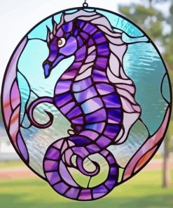 Stained Glass Seahorse Diamond Painting