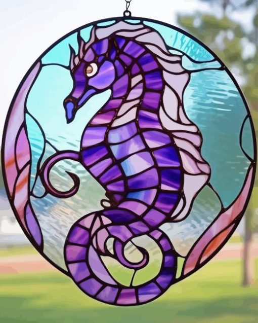 Stained Glass Seahorse Diamond Painting