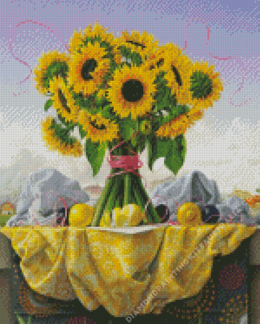 Sunflowers And Lemons Diamond Painting